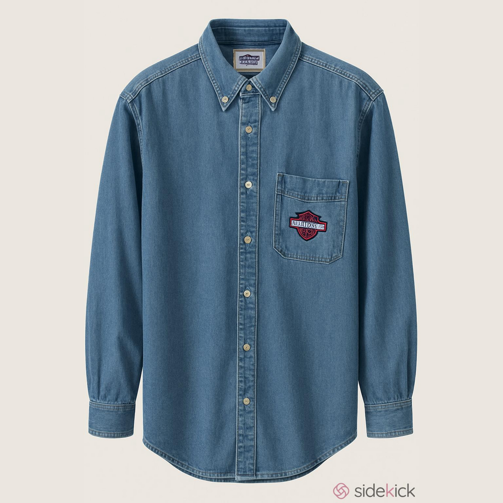 Vintage London Hard Rock Cafe Blue Denim Button-Down Shirt with Chest Pocket